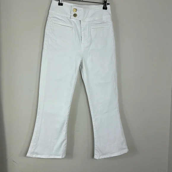 Frame Denim White Le Hardy Crop Flare Jeans 25 - Picture 4 of 10